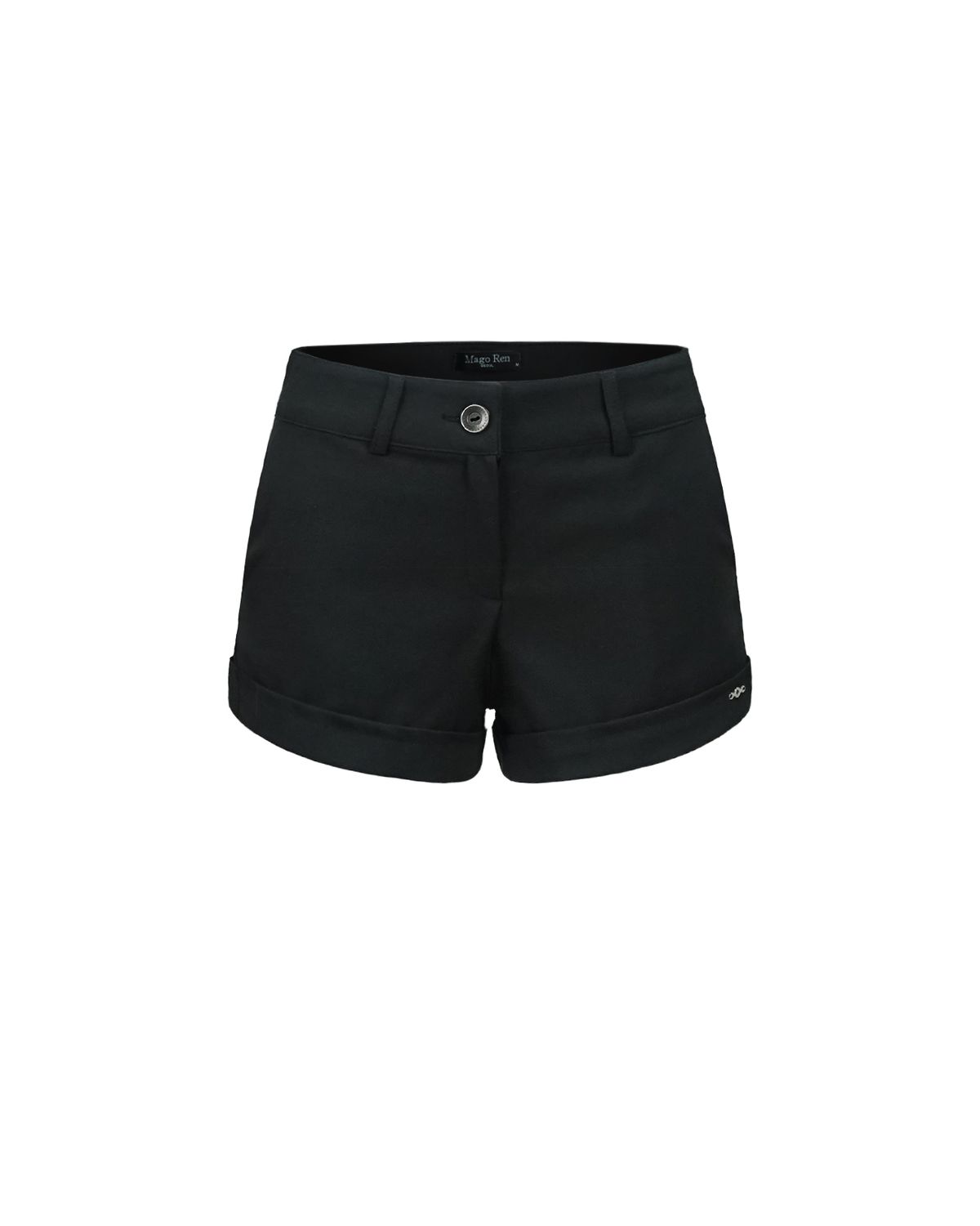 매고렌 서울(MAGORENSEOUL) 메탈 트라이클립스 테일러드 미니 쇼츠 블랙