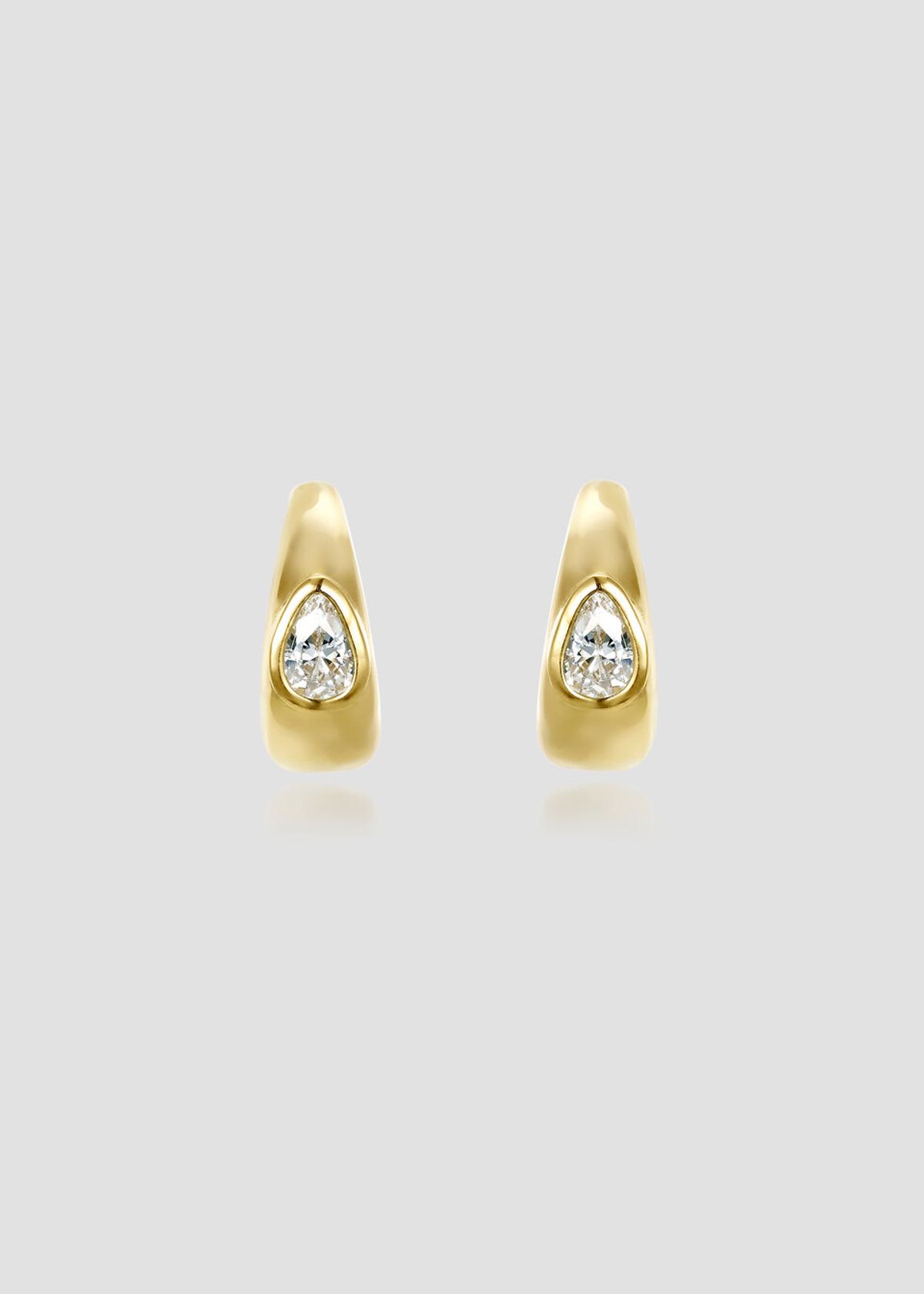 아논(ANON) Pear Cut One Touch Hoop Earrings  Gold