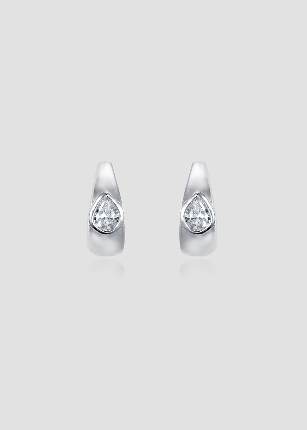 아논(ANON) Pear Cut One Touch Hoop Earrings  Silver