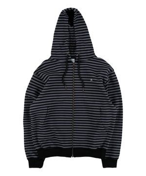 TCM stripe hooded zip-up (charcoal/black)
