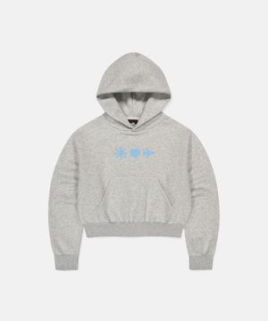 W Emoji Crop Hoodie Heather Grey