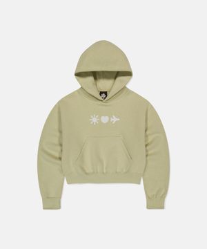 W Emoji Crop Hoodie Vanilla