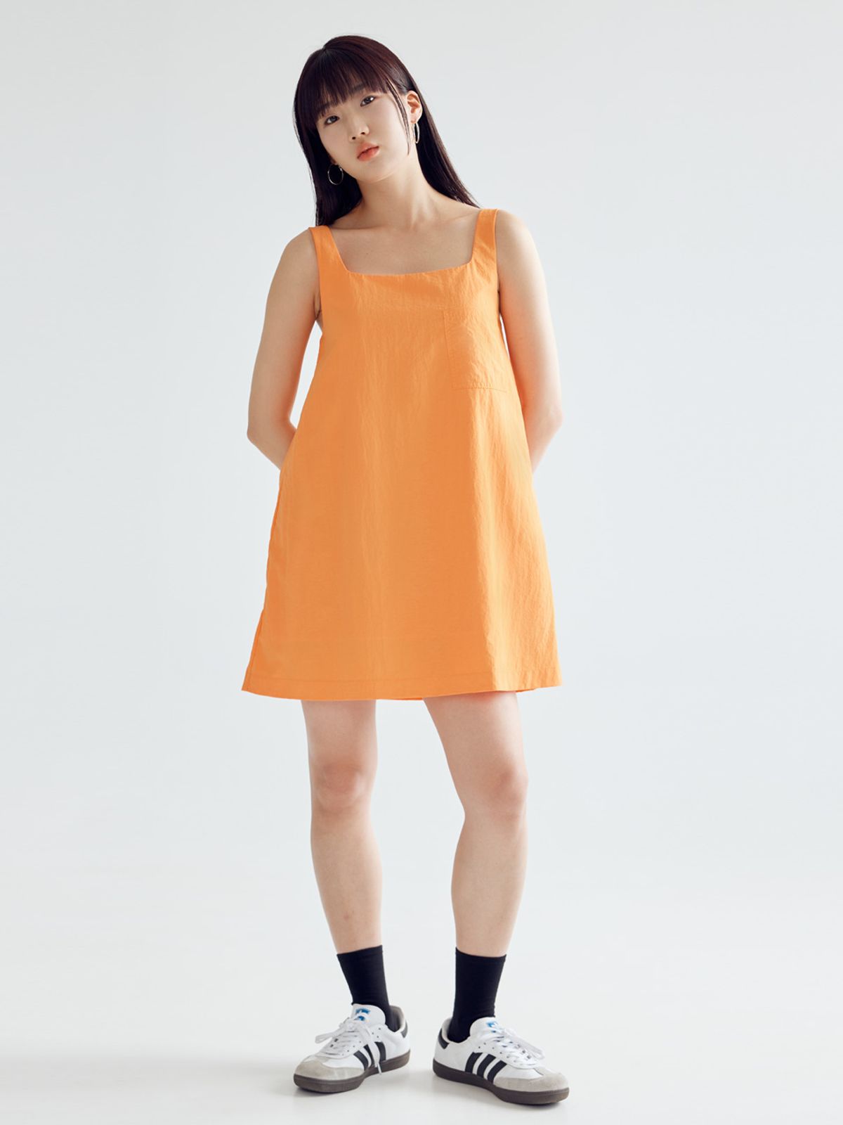 봄날 부티크(BOMNAL BOUTIQUE) 스퀘어 미니 드레스  _  오렌지