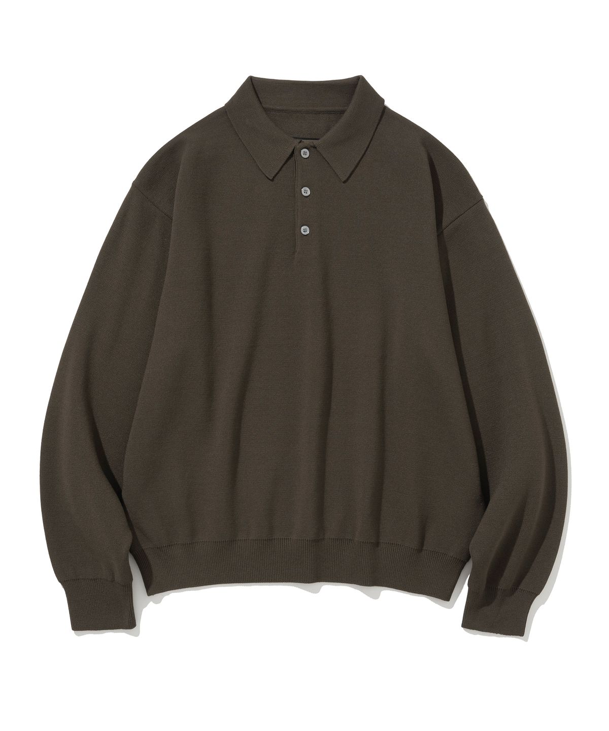 유니폼브릿지(UNIFORM BRIDGE) collar l/s polo knit brown