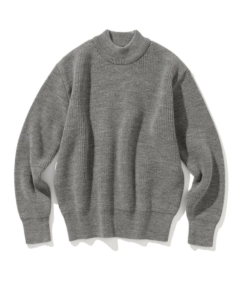 fisherman wool crew neck knit grey