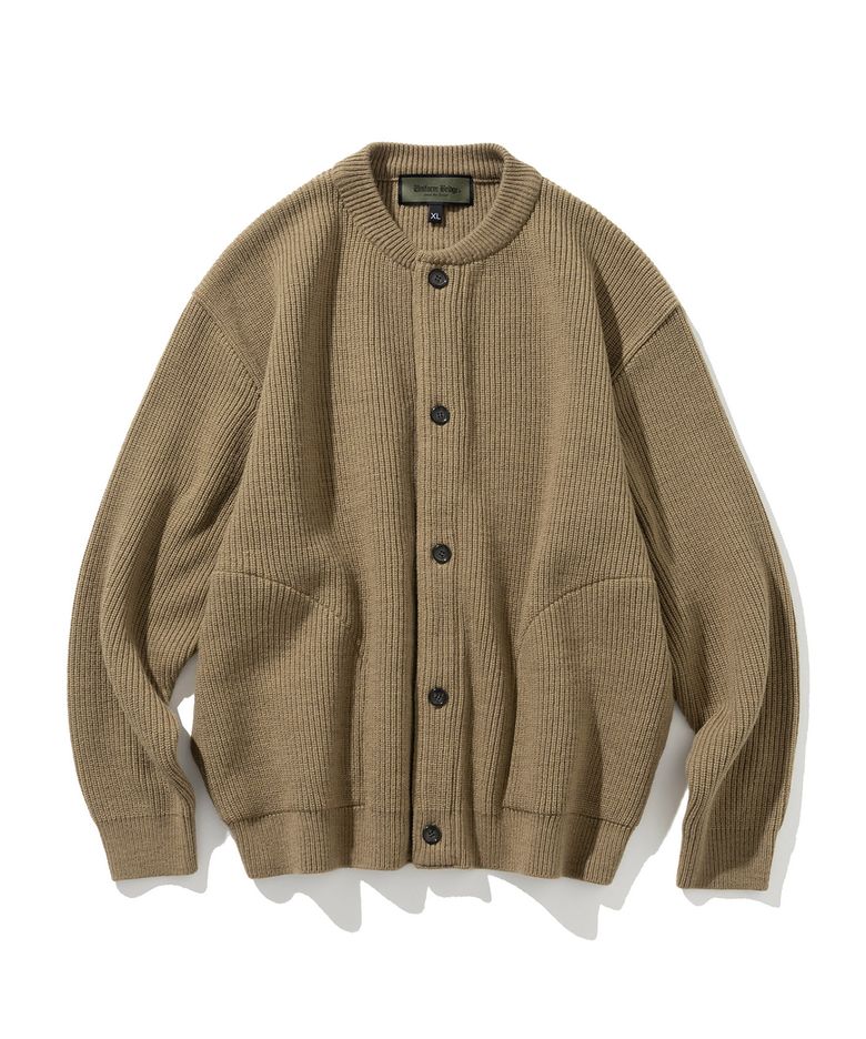 fisherman wool knit cardigan beige