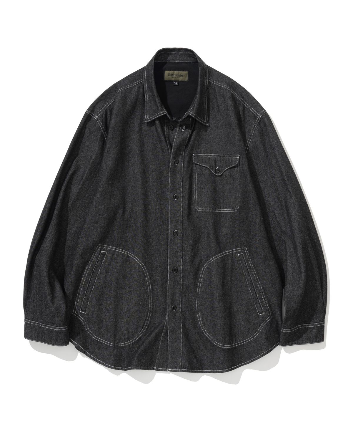 유니폼브릿지(UNIFORM BRIDGE) denim pocket shirt 7.5oz black