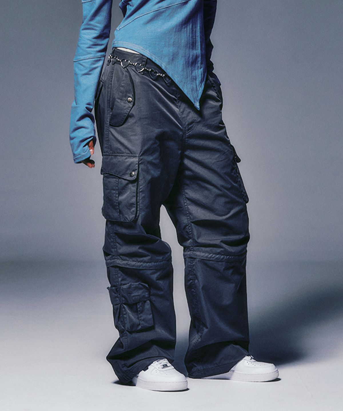 엔와이엑스엑스(NYXX) ZIPPER CUT CARGO POCKET PANTS ASH BROWN