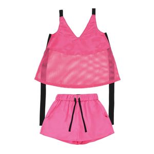 네트 리본 셋업 푸시아 핑크