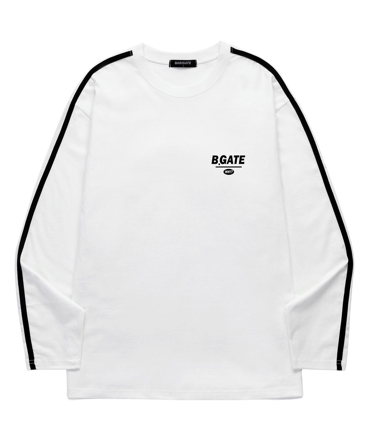 바리게이트(BARIGATE) B-GATE 스몰 로고 소매 테이프 롱슬리브 (BLS002) 화이트