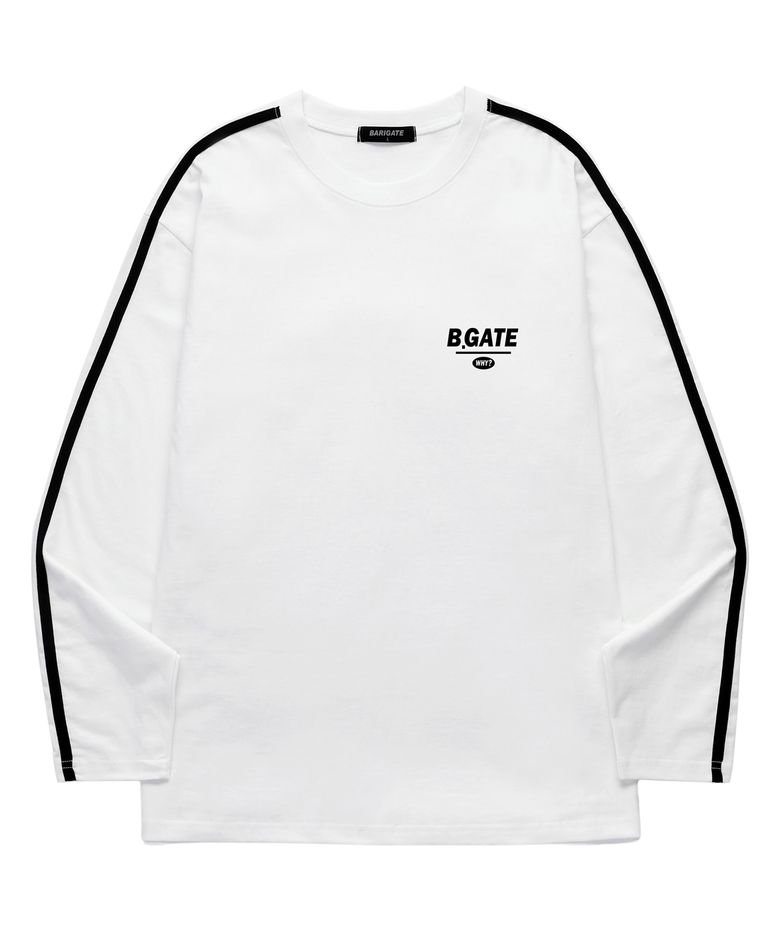 [F/W신상할인] B-GATE 스몰 로고 소매 테이프 롱슬리브 (BLS002) 화이트