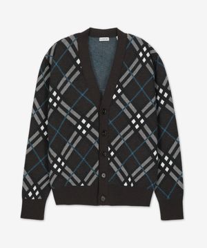 체크 울 모헤어 블렌드 가디건 - 스너그 / 8093496