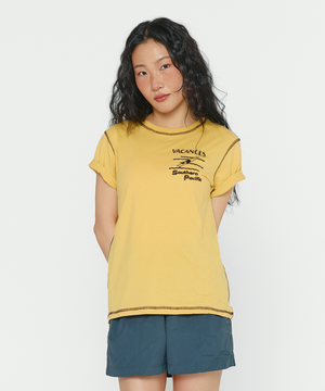 옐로우바캉스 스티치 반팔 티셔츠