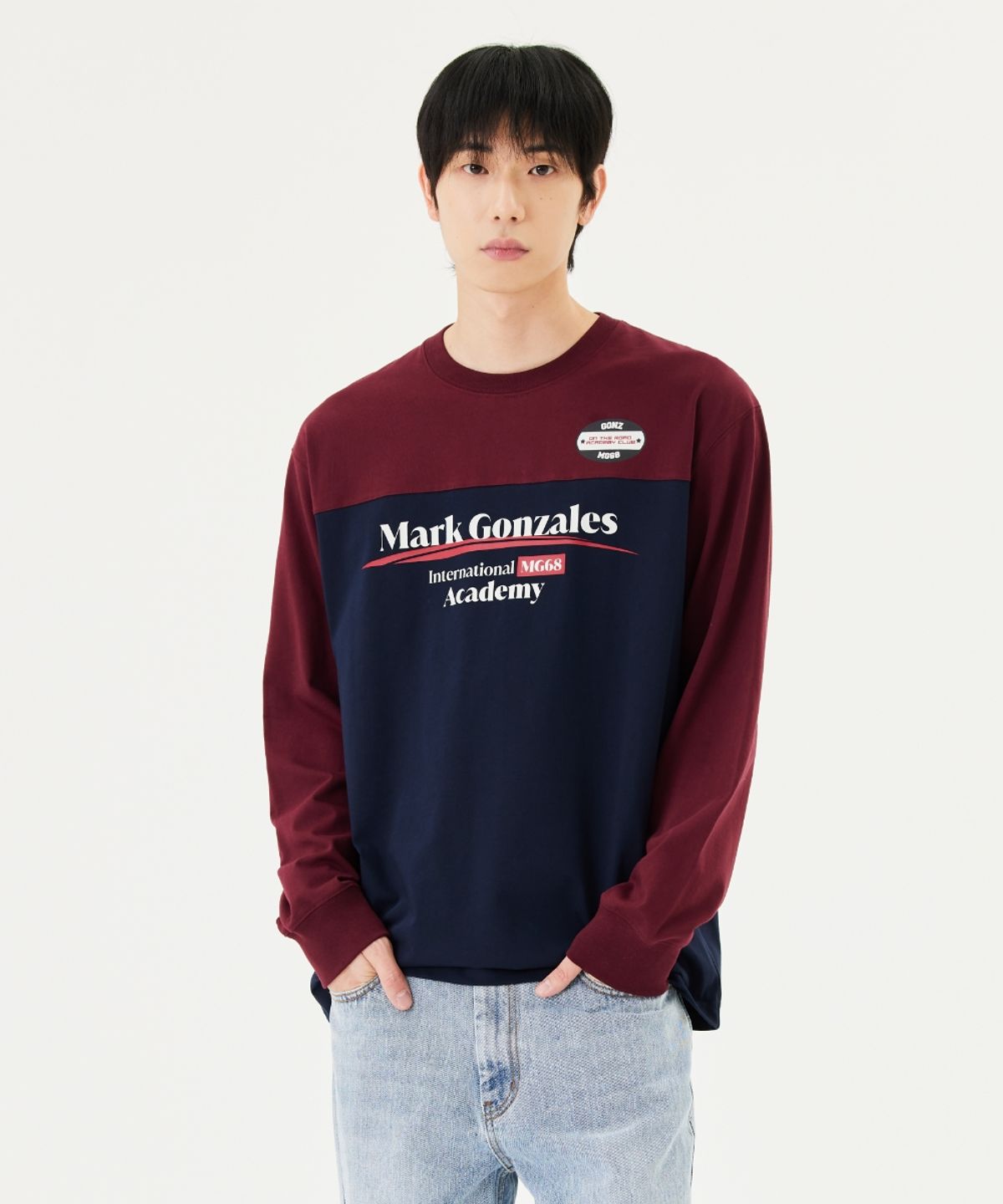 마크곤잘레스(MARK GONZALES) RETRO COLOR BLOCK L/S T-SHIRT - NAVY