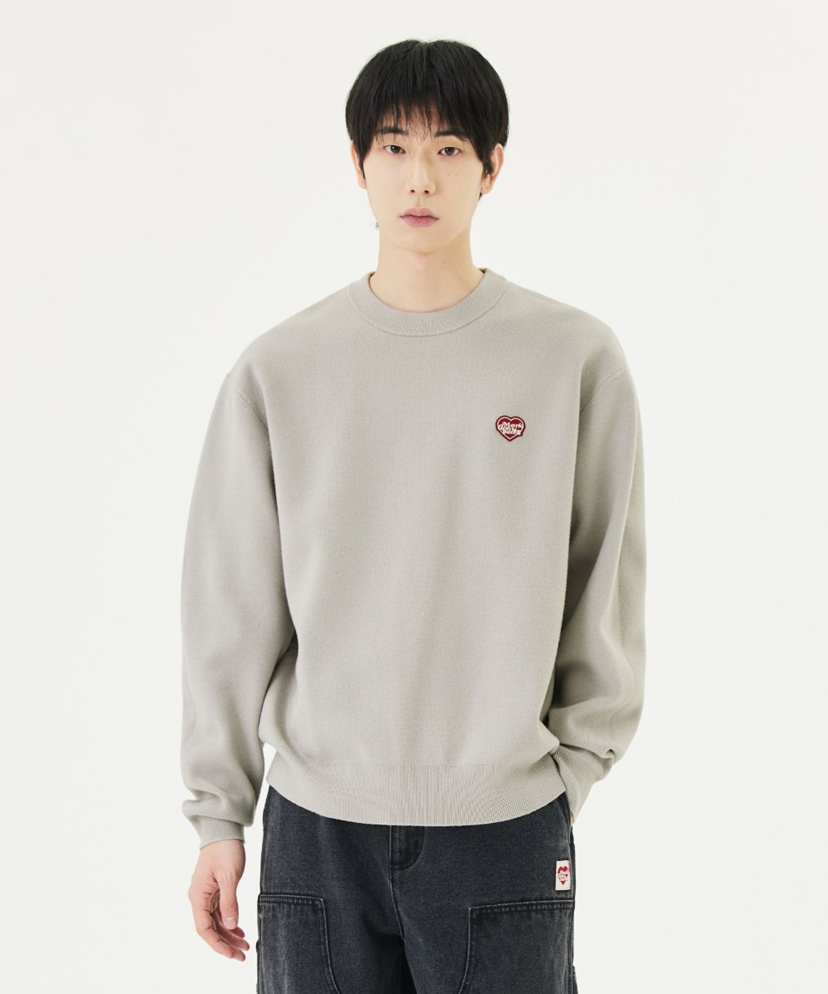 마크곤잘레스(MARK GONZALES) MG HEART WAPPEN KNIT SWEATER - GREY