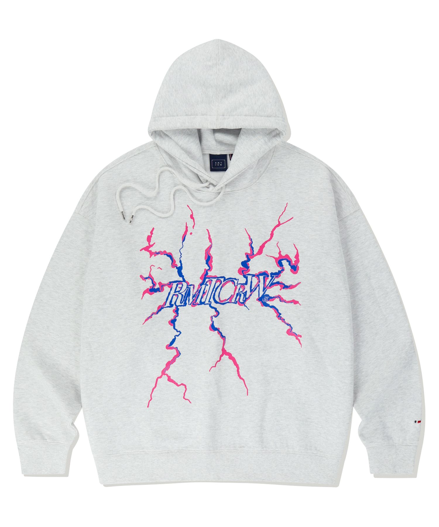 さらに100円引き◆ROMANTIC CROWN◆THUNDER LOGO HOODIE MUSINSA | ROMANTIC CROWN Thunder logo brushed hoodie_light gray