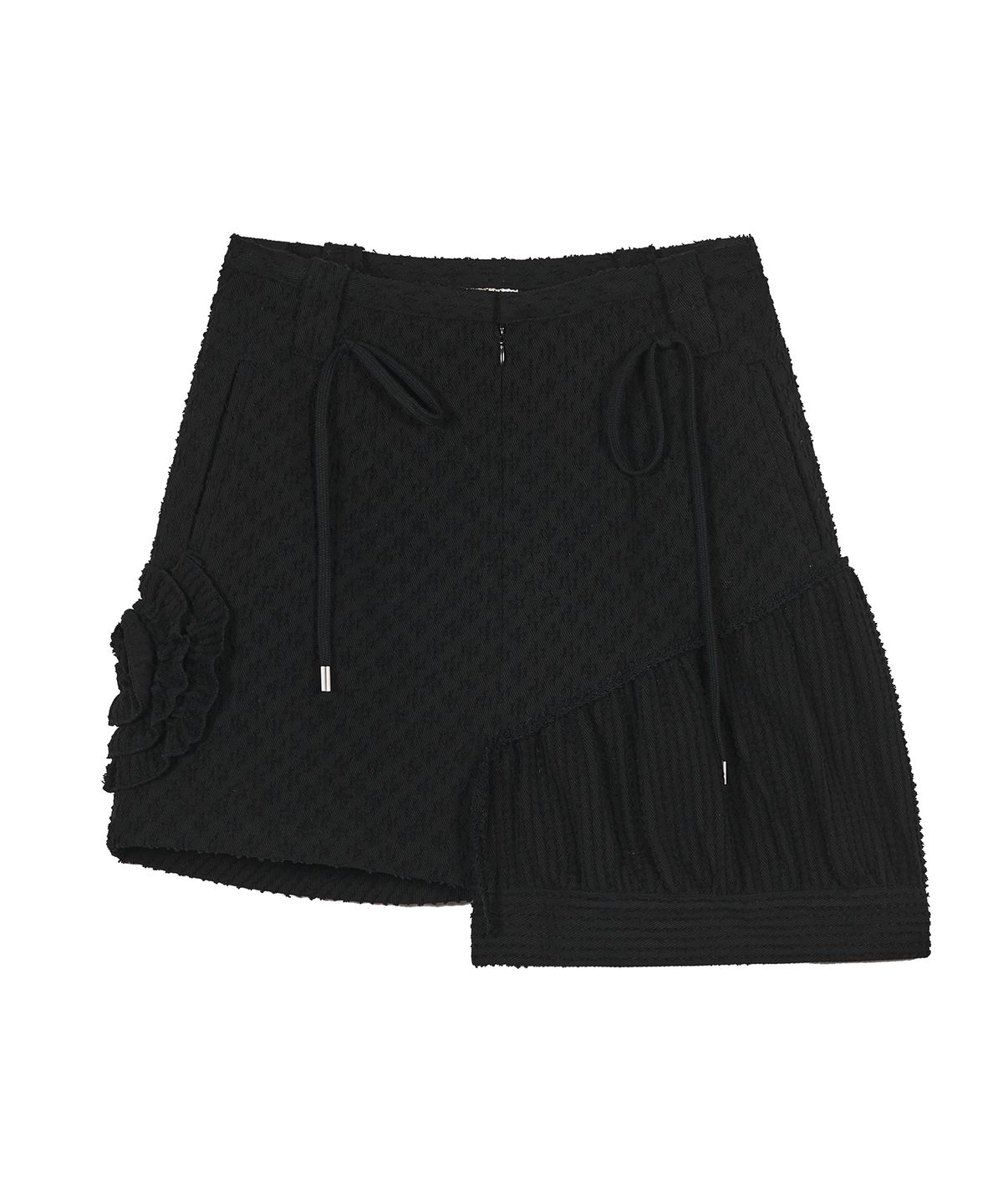 타입서비스(TYPESERVICE) Asymmetry Embroidery Skirt [Black]