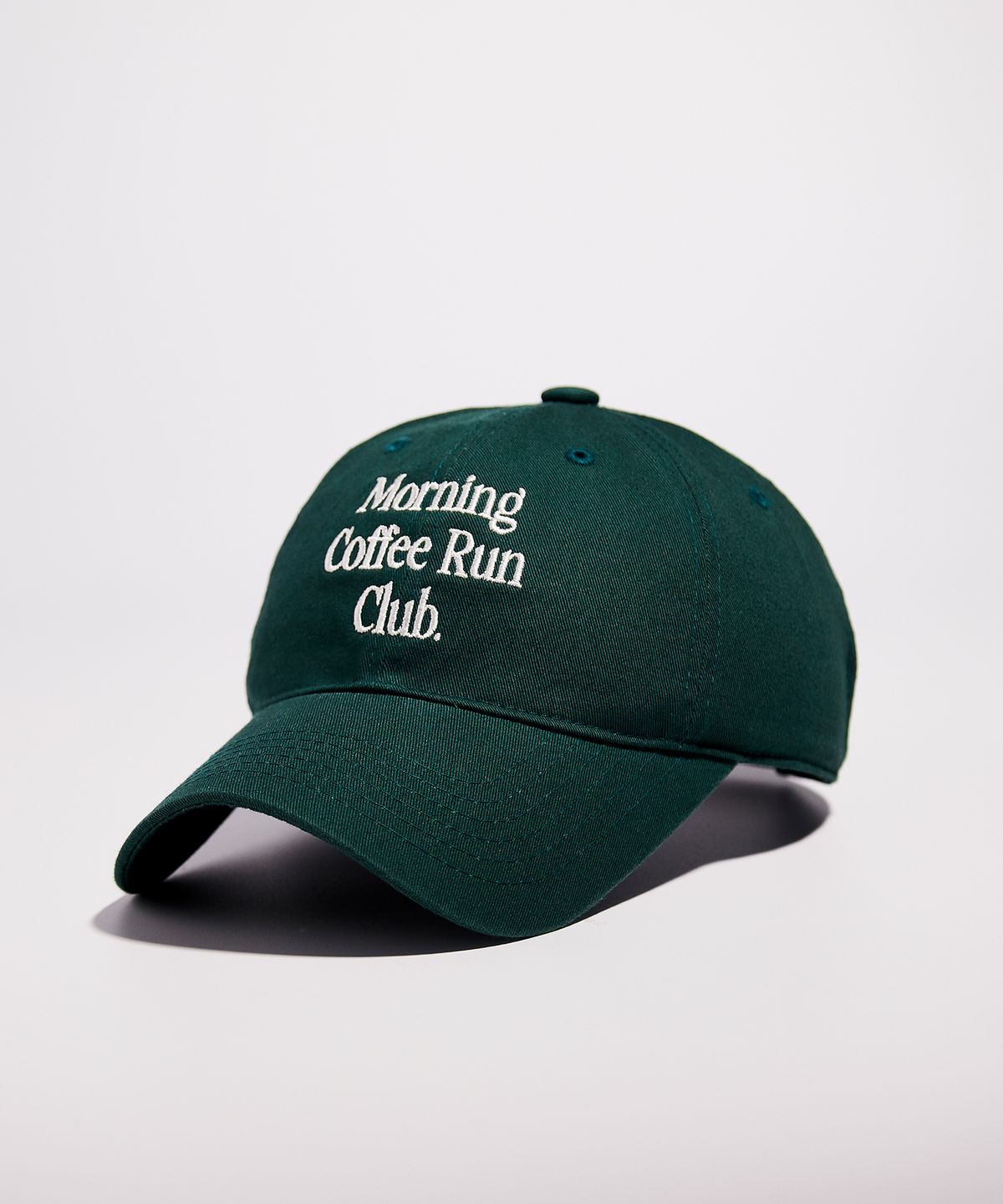 모닝커피런클럽(MORNINGCOFFEERUNCLUB) 레터링 로고 볼캡_그린