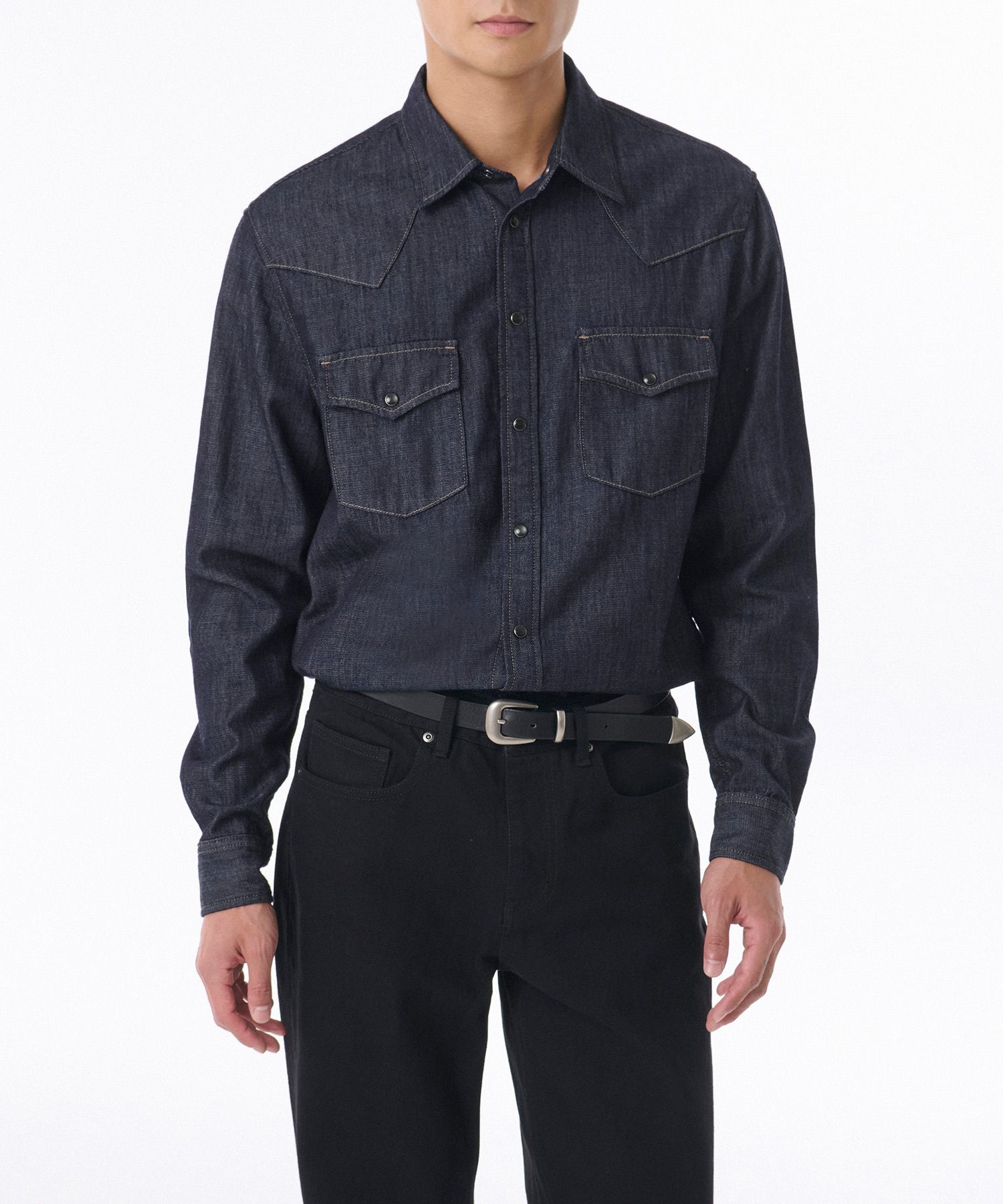 ★MUSINSA STANDARD★ Denim Western Shirt Light Indigo MMDNH5 MUSINSA | MUSINSA STANDARD Denim Western Shirt [Light Indigo]