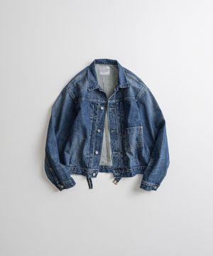 DISTRESSED TYPE-1 DENIM JACKET  washed blue