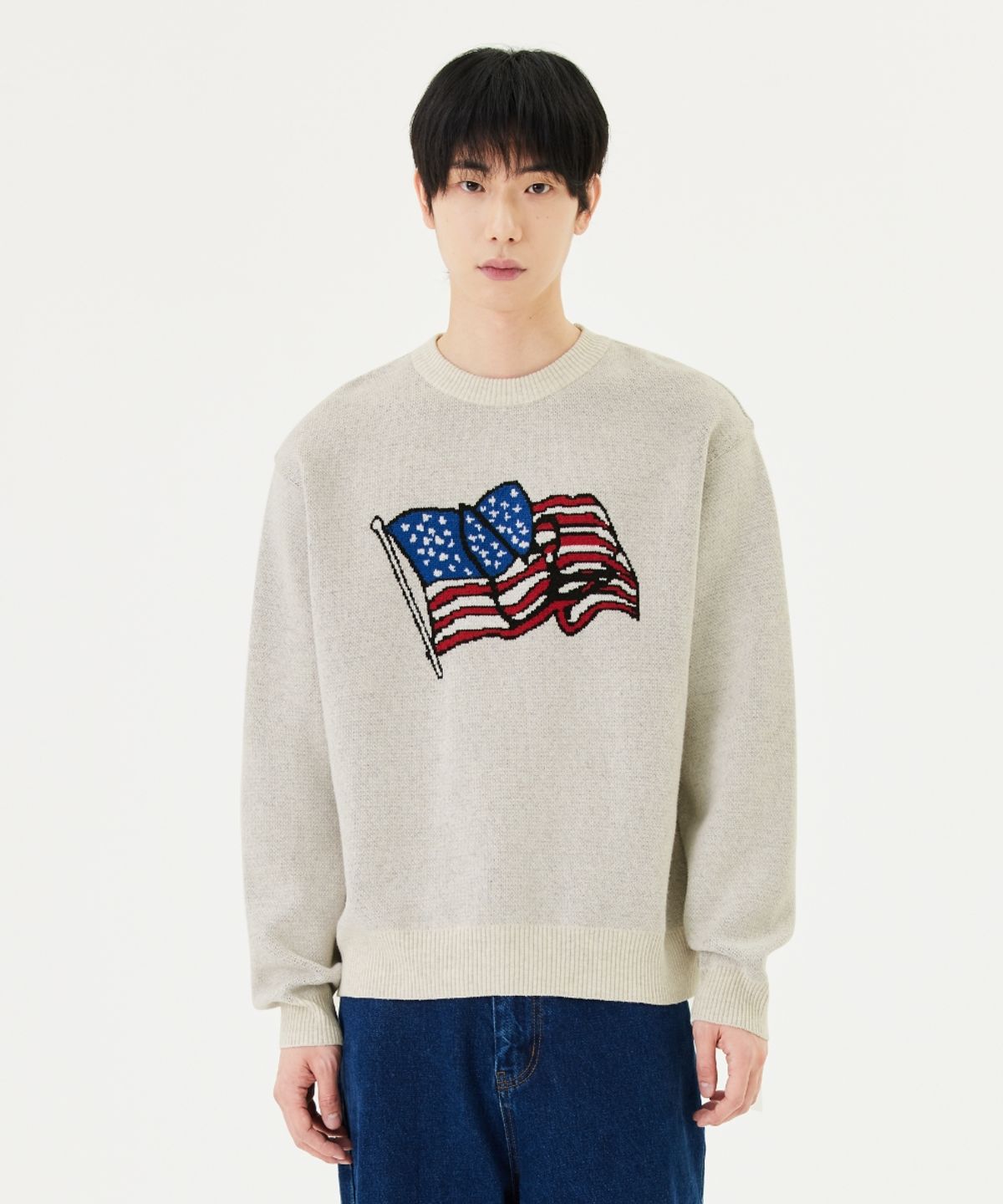 마크곤잘레스(MARK GONZALES) MG OLD GLORY KNIT SWEATER - IVORY