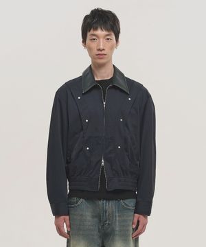 빈티지 코튼 워크 자켓 - 네이비