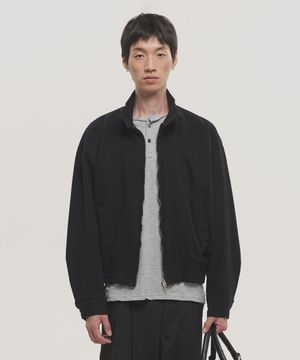 워시드 코튼 헤링턴 점퍼 자켓 - 블랙