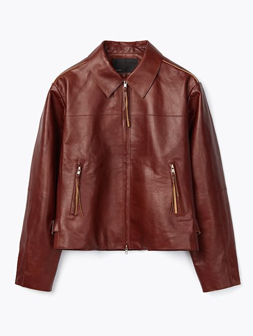 MUSINSA公式 | LEMARD Cowhide Western Leather Short Jacket - Red
