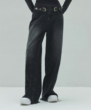 DAMAGE DENIM PANTS (black)