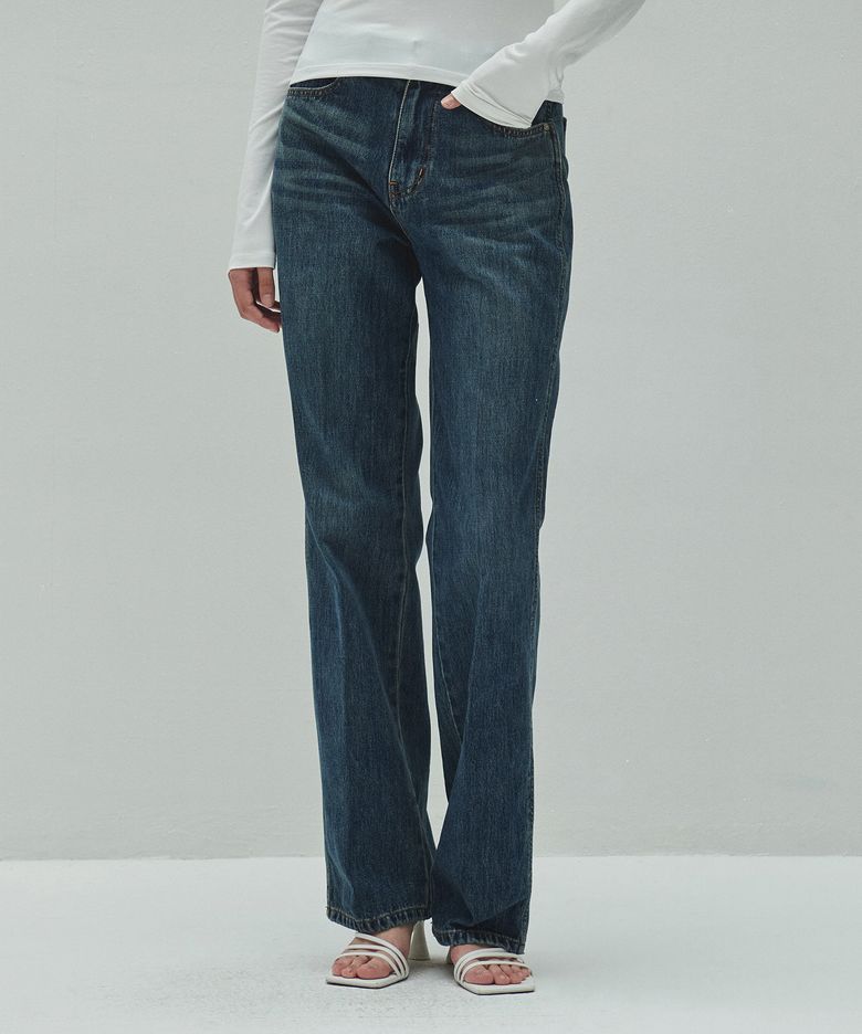 BASIC LINE DENIM PANTS (dark blue)