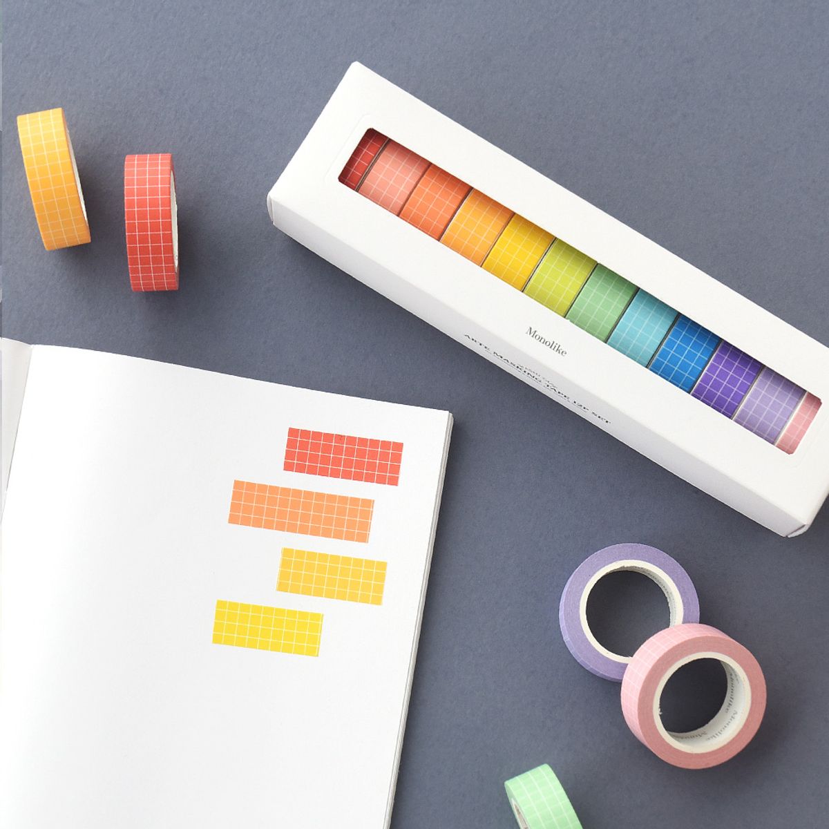 모노라이크(MONOLIKE) 아르떼 마스킹테이프 12P SET - Sherbet grid