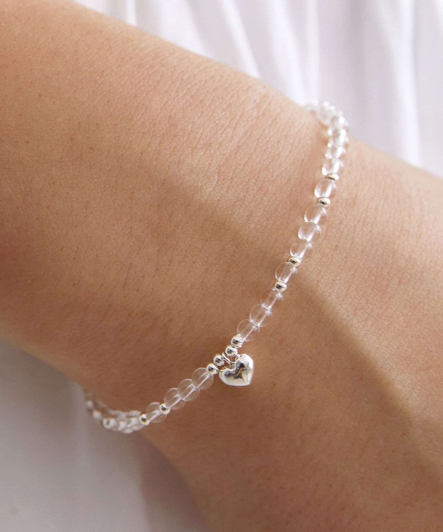 ●TATIANA● Silver 925 Mini Heart Clear Bead Bracelet BR1796 MUSINSA | TATIANA (Silver 925) Mini Heart Clear Bead
