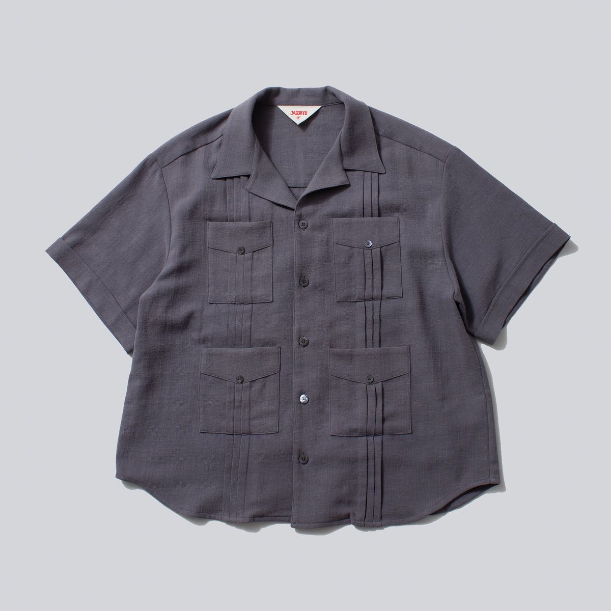 자고류(JAGORYU) JAGO NATURAL DYEING GUAYABERA SHIRTS - PURPLE GRAY