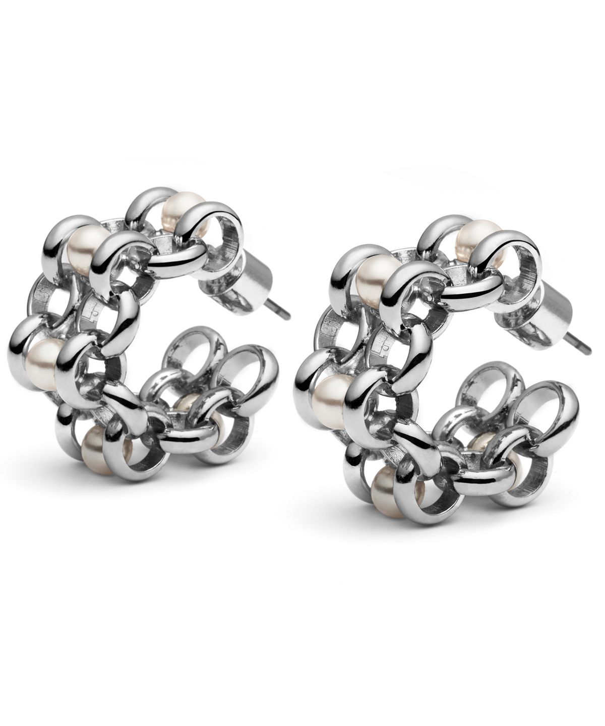 쿠도스(KUDOS) Half Round Pearl Chain Earrings