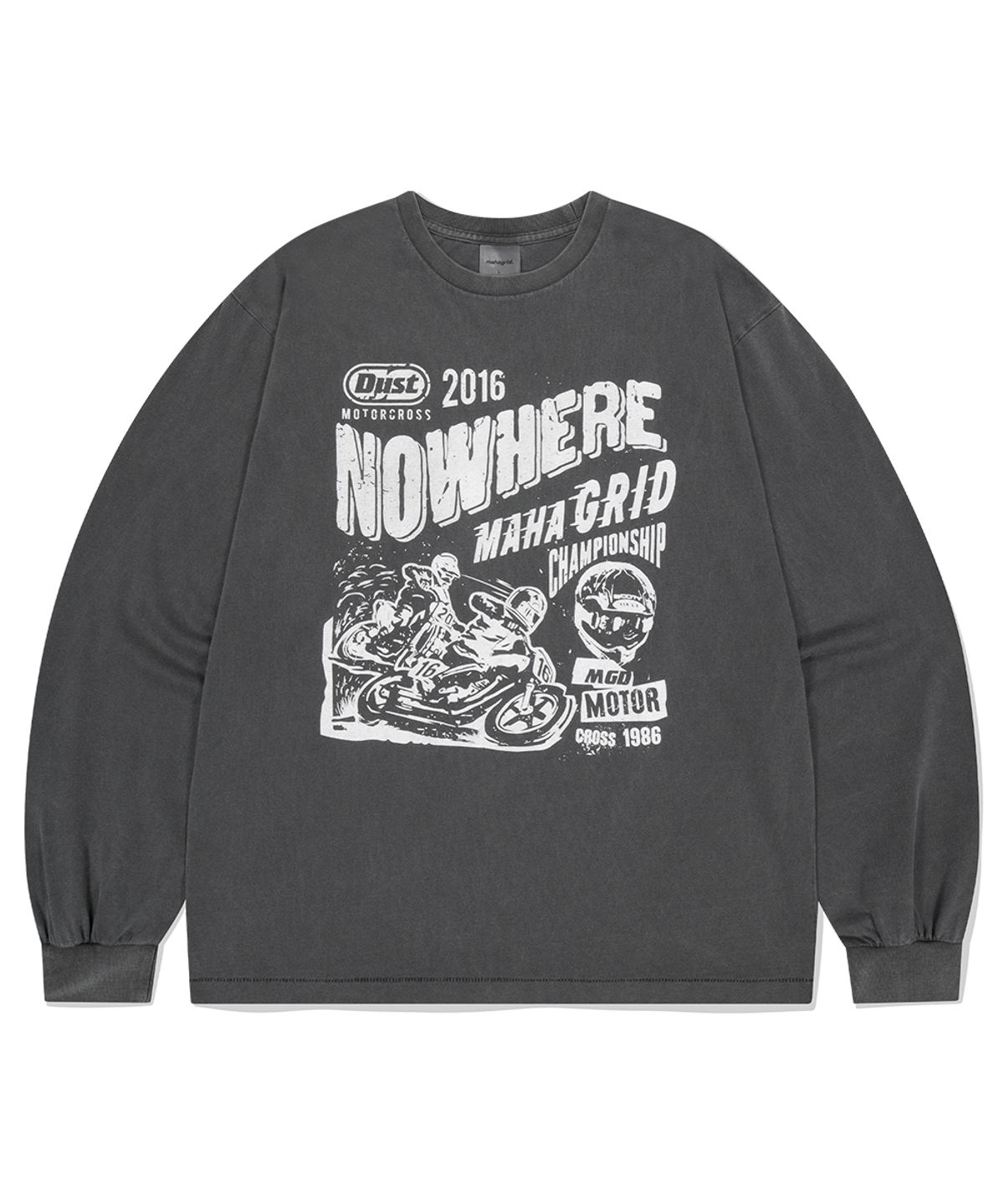 마하그리드(MAHAGRID) DUST MOTORCROSS PIGMENT LS TEE CHARCOAL(MG2EFMT563A)