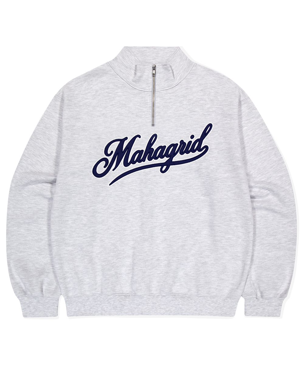 mahagrid☆SCRIPT LOGO HALF ZIP UP MUSINSA | MAHAGRID SCRIPT LOGO HALF ZIP UP LIGHT GREY