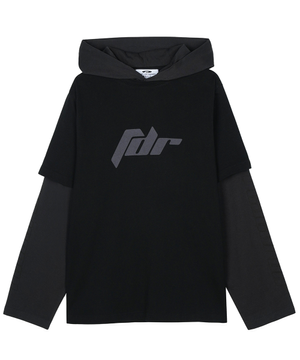 Double Layer Long sleeve Hoodie Black