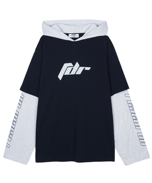 Double Layer Long sleeve Hoodie Navy
