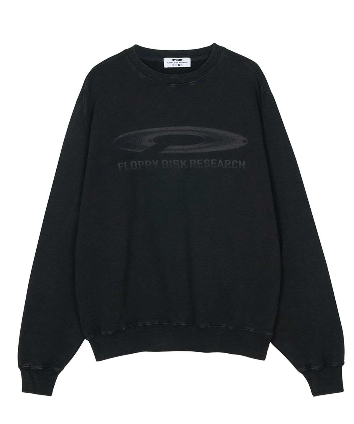 에프디알(FDR) Pigment Washed Disk Logo Crewneck Black