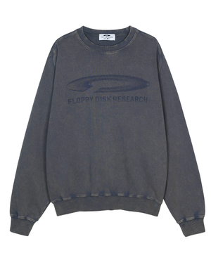 Pigment Washed Disk Logo Crewneck Slate Gray
