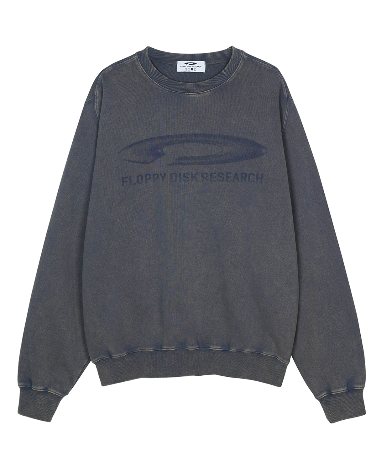 에프디알(FDR) Pigment Washed Disk Logo Crewneck Slate Gray