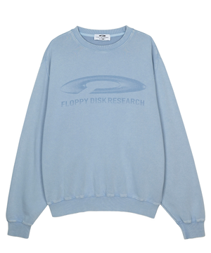 Pigment Washed Disk Logo Crewneck Blue