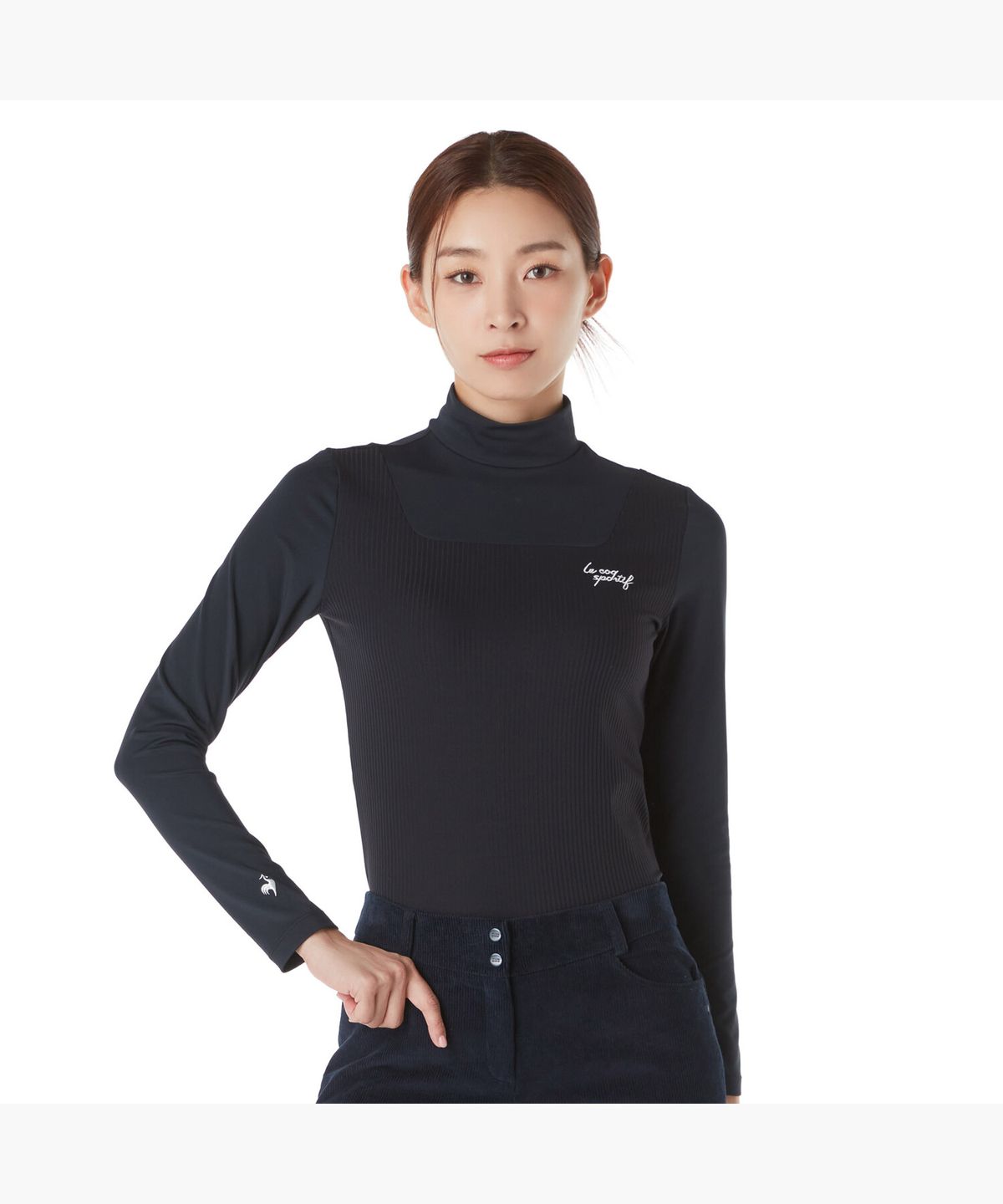 르꼬끄 골프(LECOQ GOLF) 여성 골조직 믹스 하이넥 이너 티셔츠 (GP322LIL81)