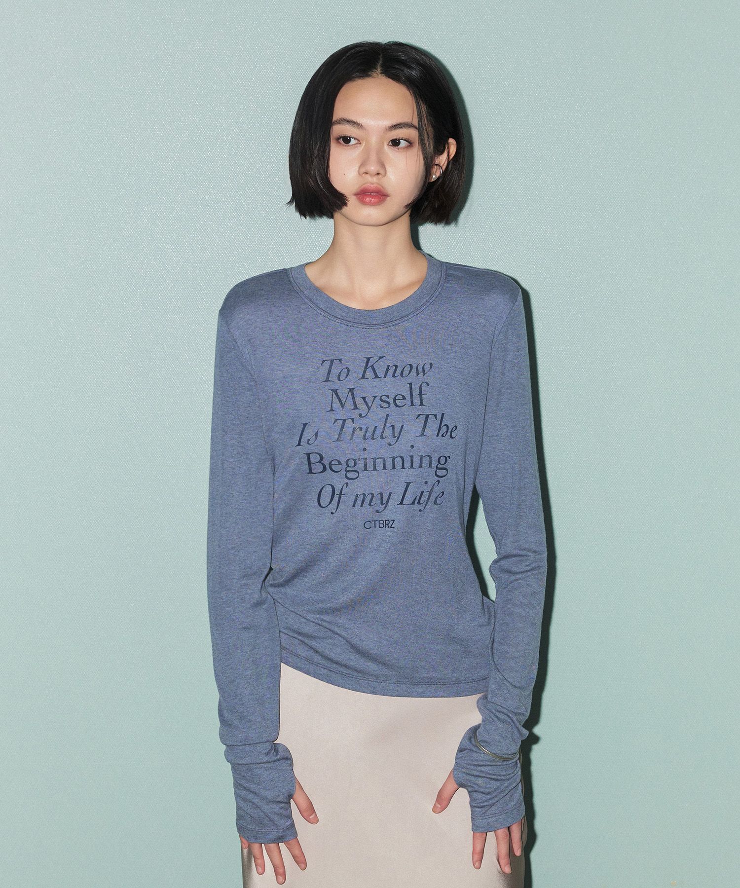 Tシャツ・カットソー citybreeze Wooltencel Life Lettering Long Sleeve T-Shirt_SAG MUSINSA | CITYBREEZE WOMAN WOOLTENCEL LIFE LETTERING LONG