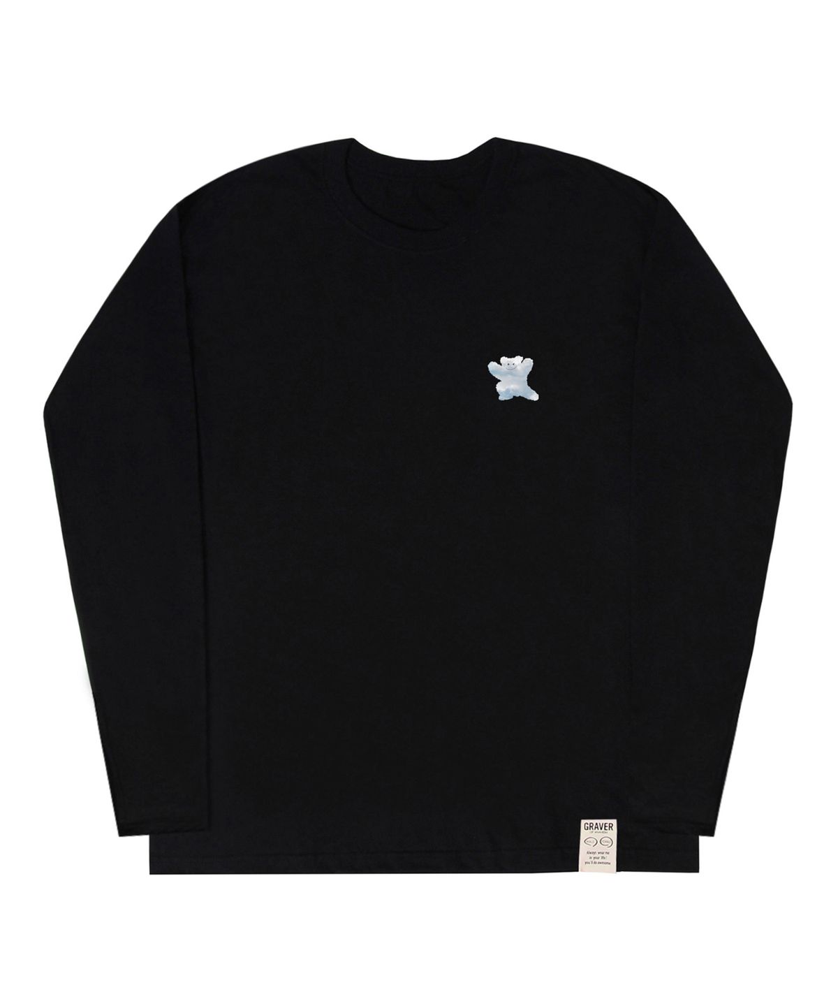 그레이버(GRAVER) [UNISEX]스몰 구름 베어스마일 롱슬리브 티셔츠_블랙