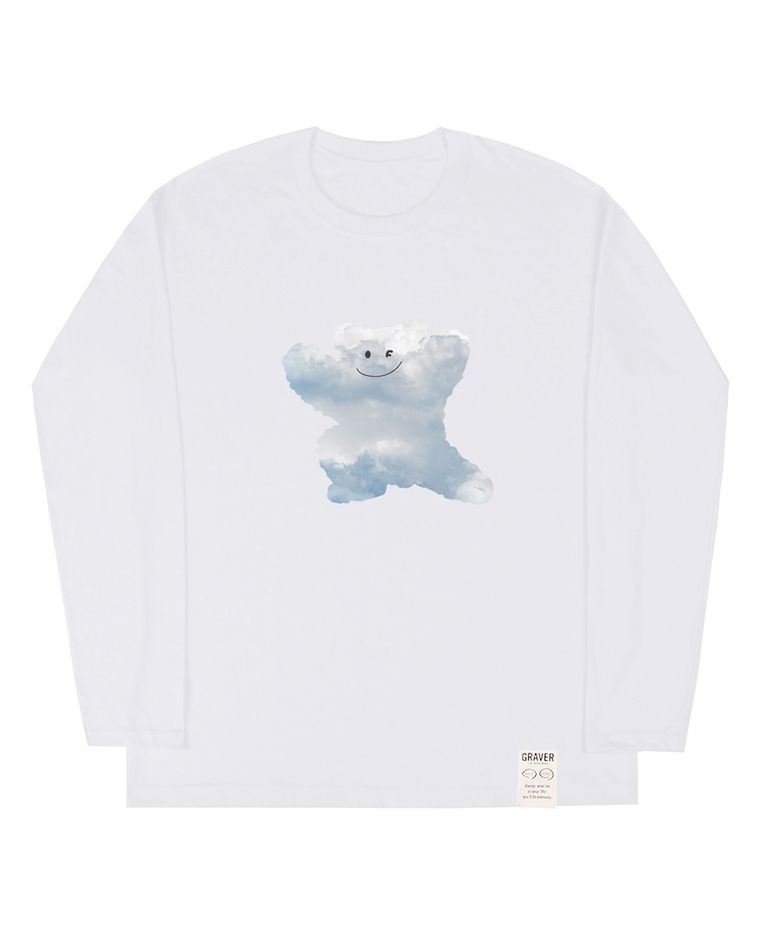 [UNISEX]빅 구름 베어스마일 롱슬리브 티셔츠_화이트