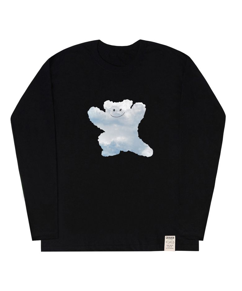 [UNISEX]빅 구름 베어스마일 롱슬리브 티셔츠_블랙