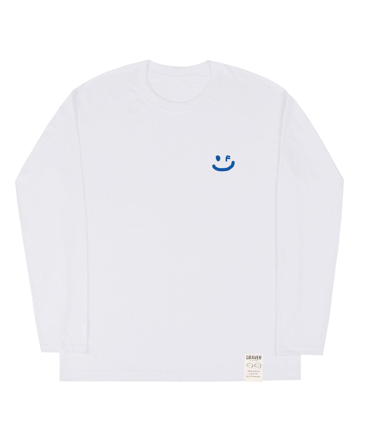 그레이버(GRAVER) [UNISEX]스몰 드로잉스마일 롱슬리브 티셔츠_화이트