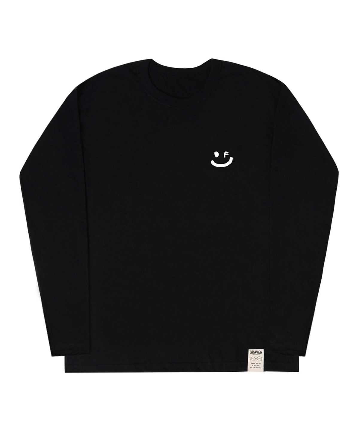 그레이버(GRAVER) [UNISEX]스몰 드로잉스마일 롱슬리브 티셔츠_블랙