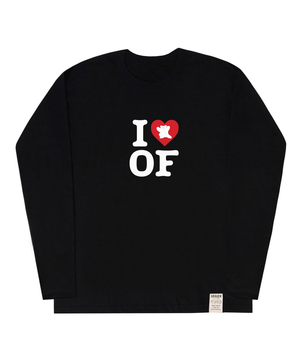 그레이버(GRAVER) [UNISEX]I LOVE 베어 롱슬리브 티셔츠_블랙